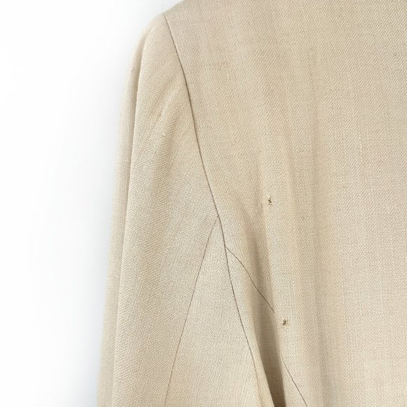 Drozdzik Light Beige Linen Blend Collarless Belted Blazer Jacket sz 8 - Picture 5 of 8